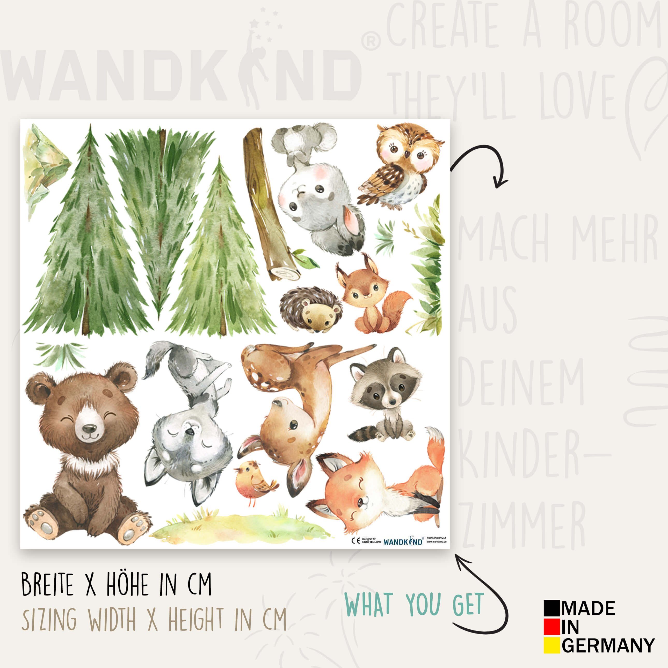 WANDKIND Wandtattoo Waldtiere V410 Abenteuer, wieder ablösbar