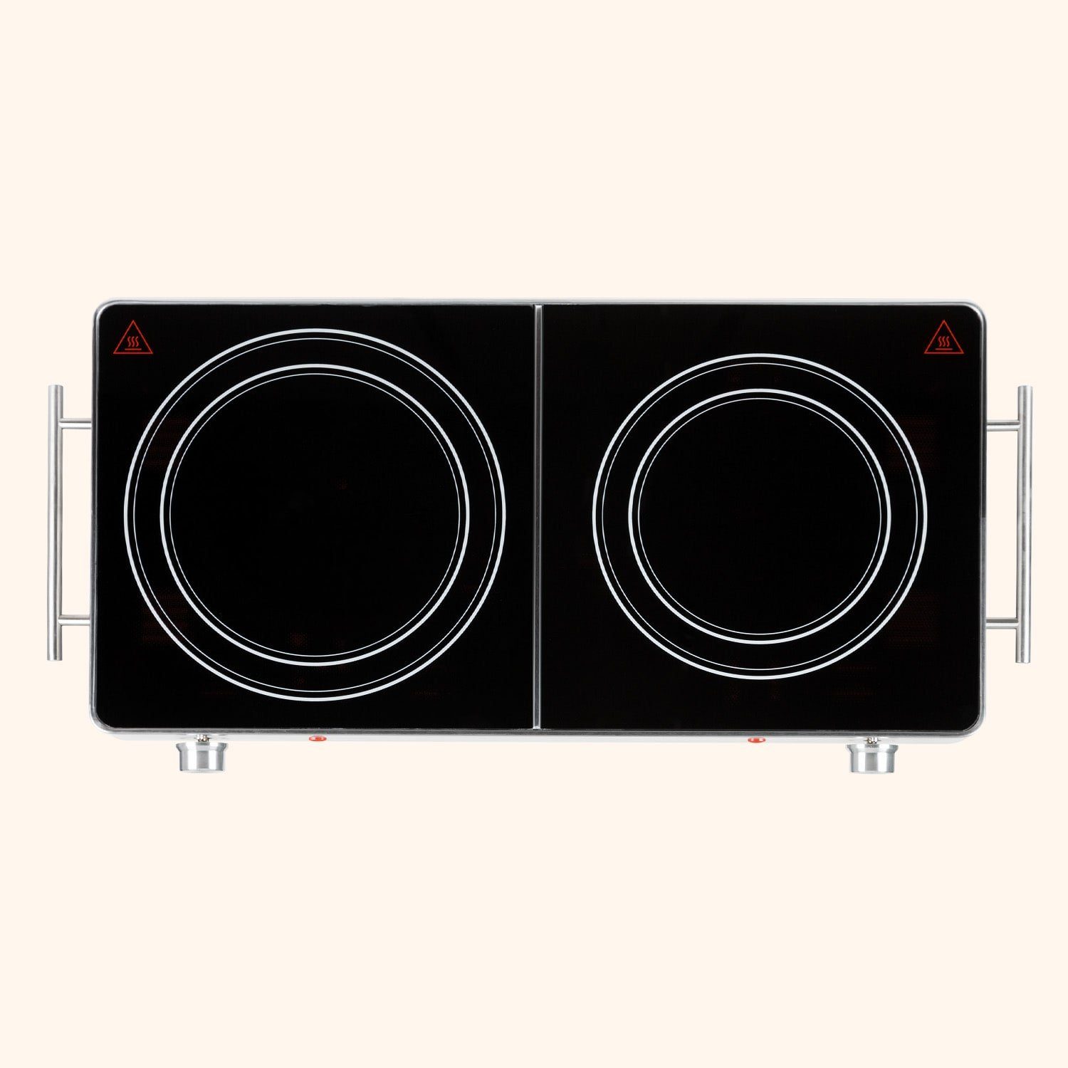 Klarstein Doppelkochplatte VariCook Duo Kochplatte 3000W Edelstahlgehäuse Tragegriffe, Kochplatte 2 Platten Glaskeramik Kochfeld