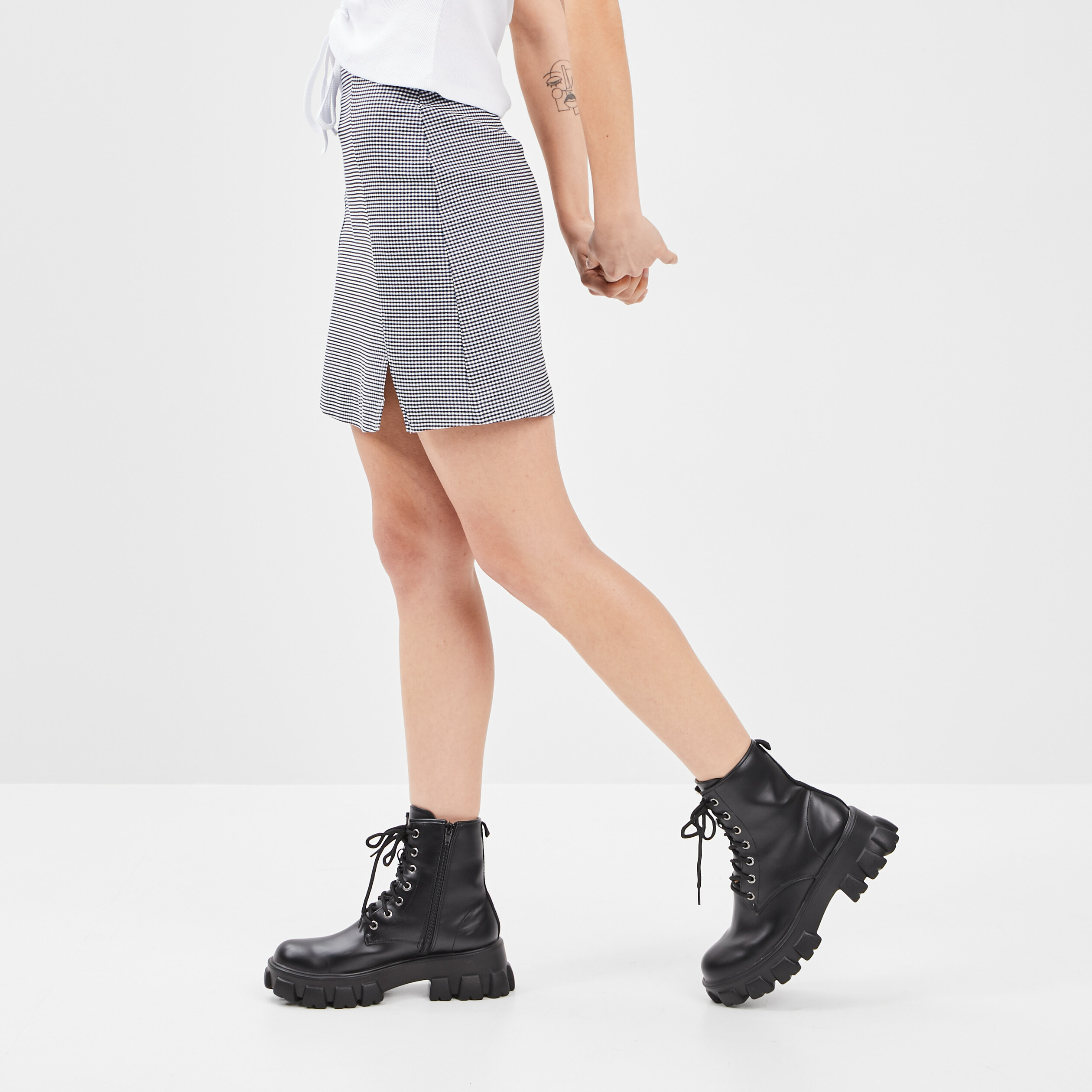 Jupe droite fendue bleu femme | La Halle