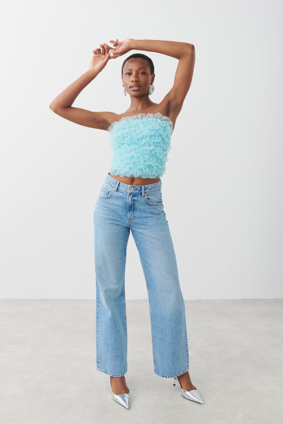 Allover frill tube top