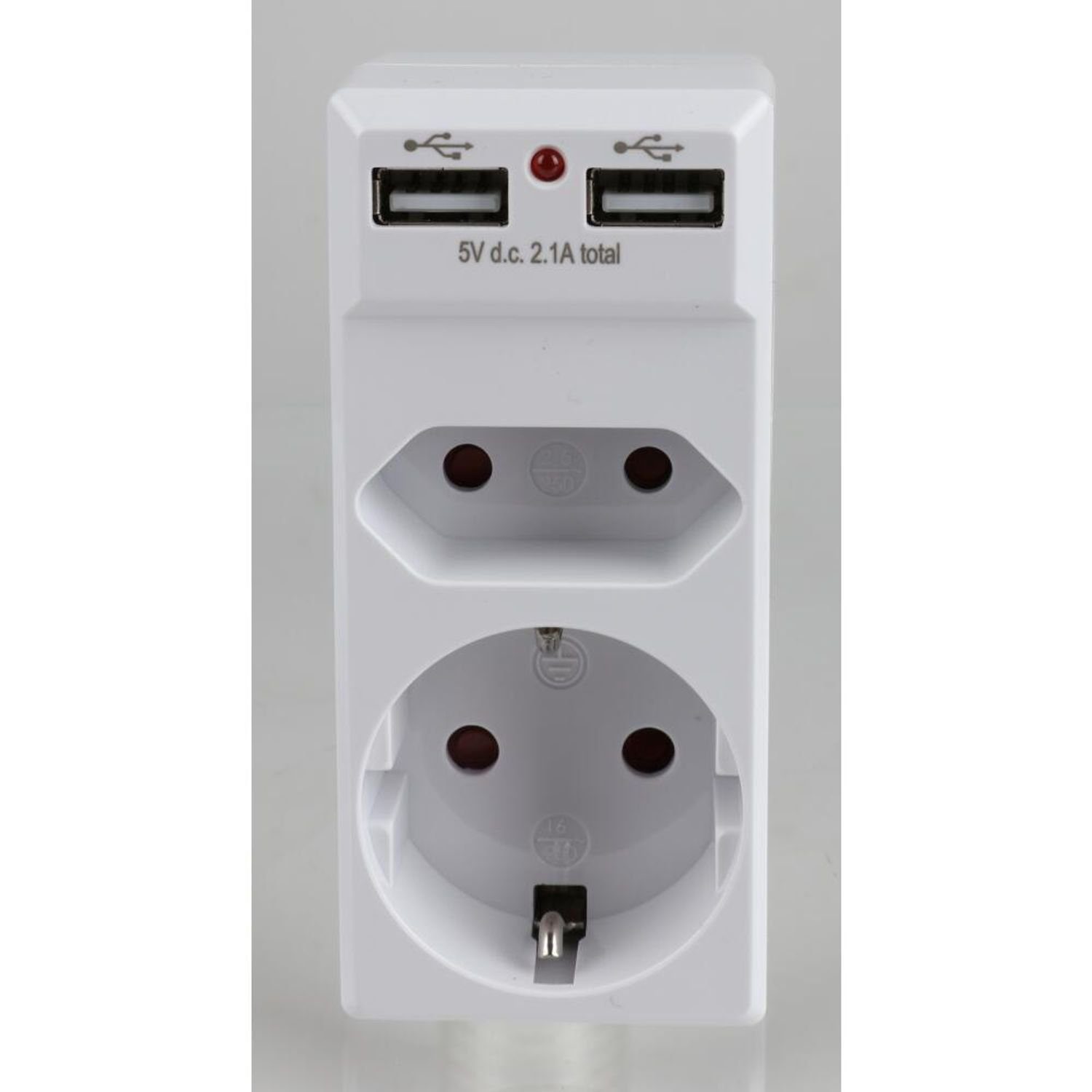 HEITECH Steckdose 6x Steckdosenadapter Weiß 2 USB Anschlüsse Kombination Innen Strom