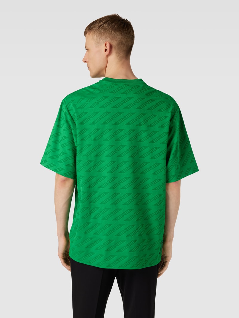 T-Shirt mit geripptem Rundhalsausschnitt Modell 'Talboa' in hellgrün