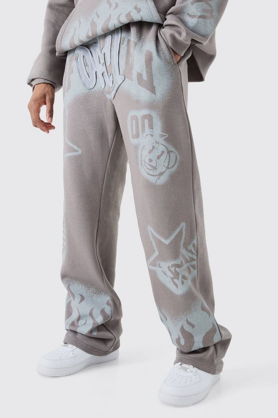 Tall lockere Jogginghose mit Graffiti-Applikation