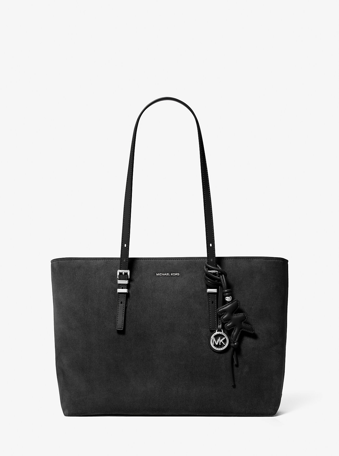 Puffy Logo Leather Bag Charm - BLACK