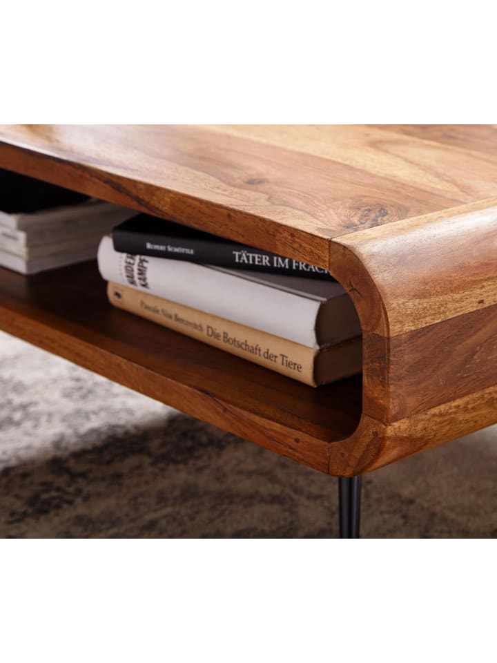 KADIMA DESIGN Couchtisch 90x55x30 cm Massivholz / Metall Sofatisch Eckig, günstig kaufen onesize