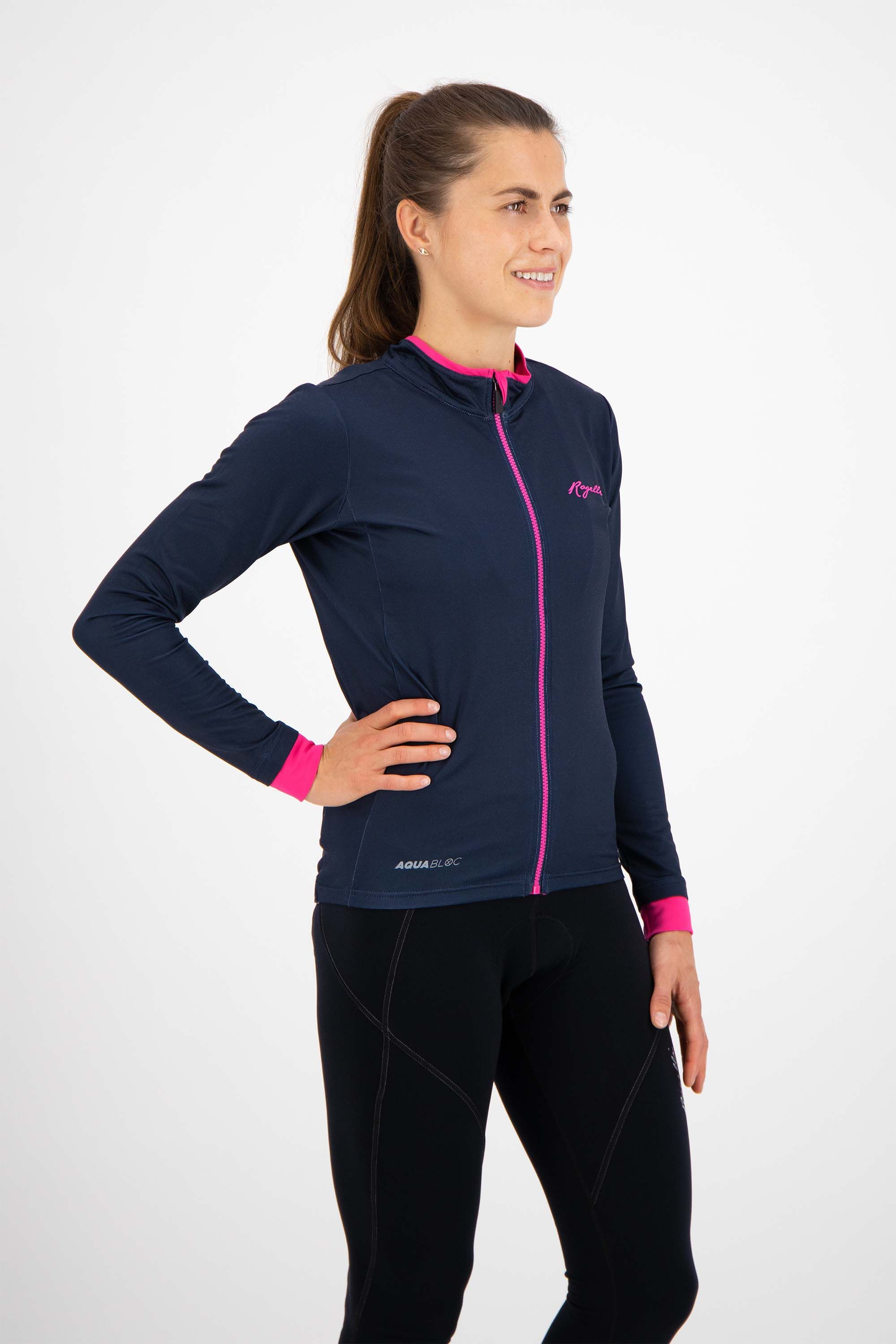 Rogelli Essential Blue Pink Damen Langarm-Radtrikot