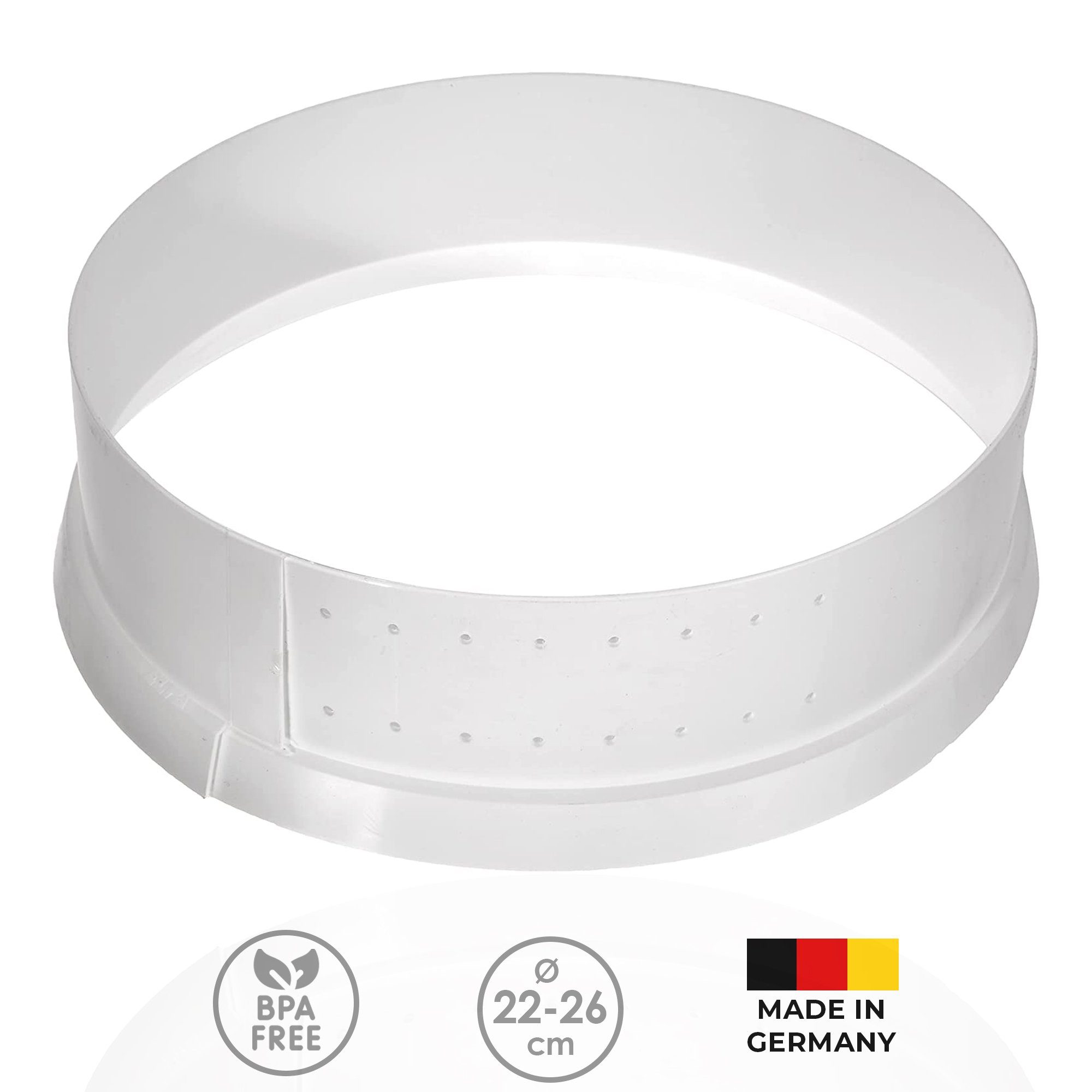 Wüllner + Kaiser Tortenring FLEXY Klein, Kunststoff, (1 tlg), Backring größtenverstellbarer Durchmesser 22 - 26 cm