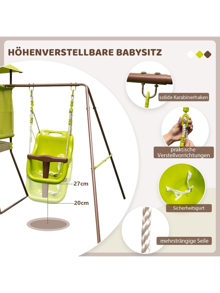 COSTWAY 4-in-1 Spielturm Garten 3-7 Jahre in Grün günstig kaufen onesize