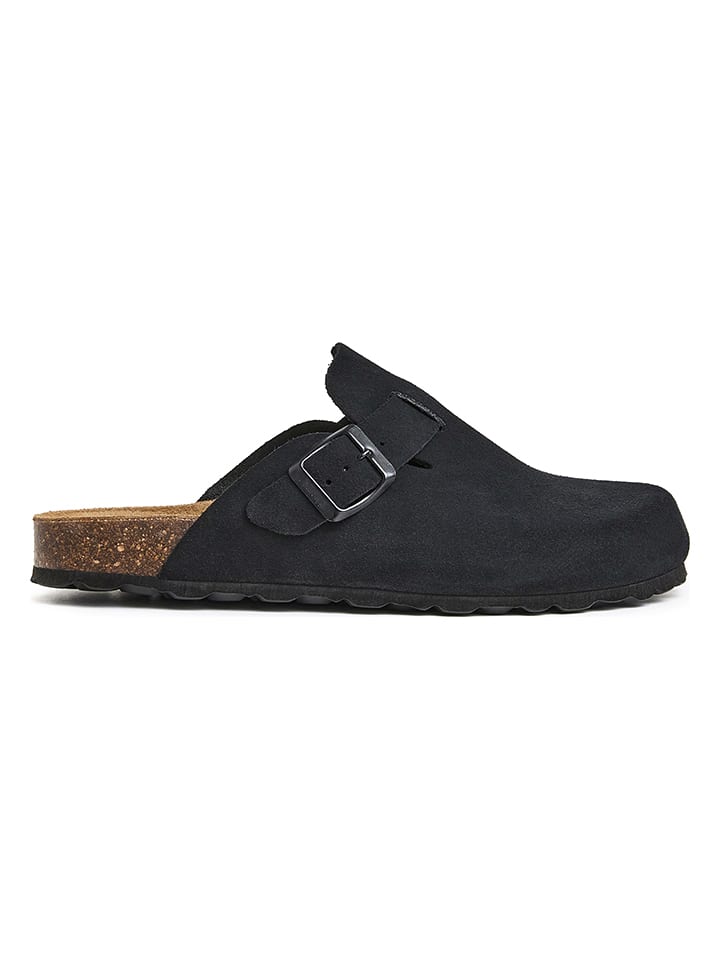 billowy Leder-Clogs in Schwarz günstig kaufen
