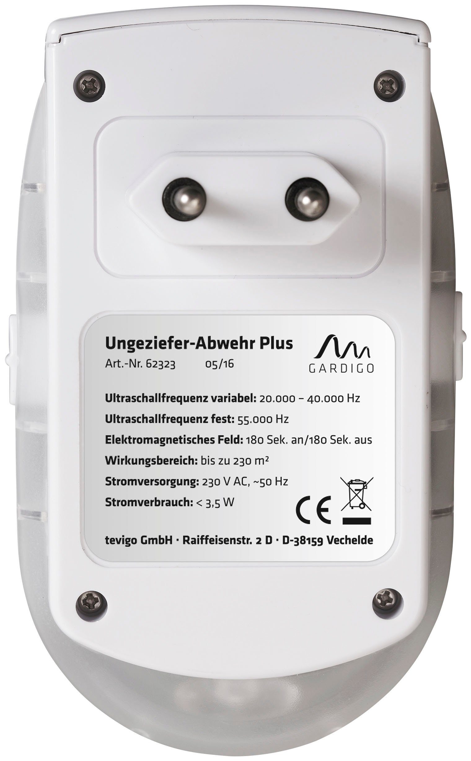 Gardigo Ultraschall-Tierabwehr Ungeziefer-Abwehr Plus