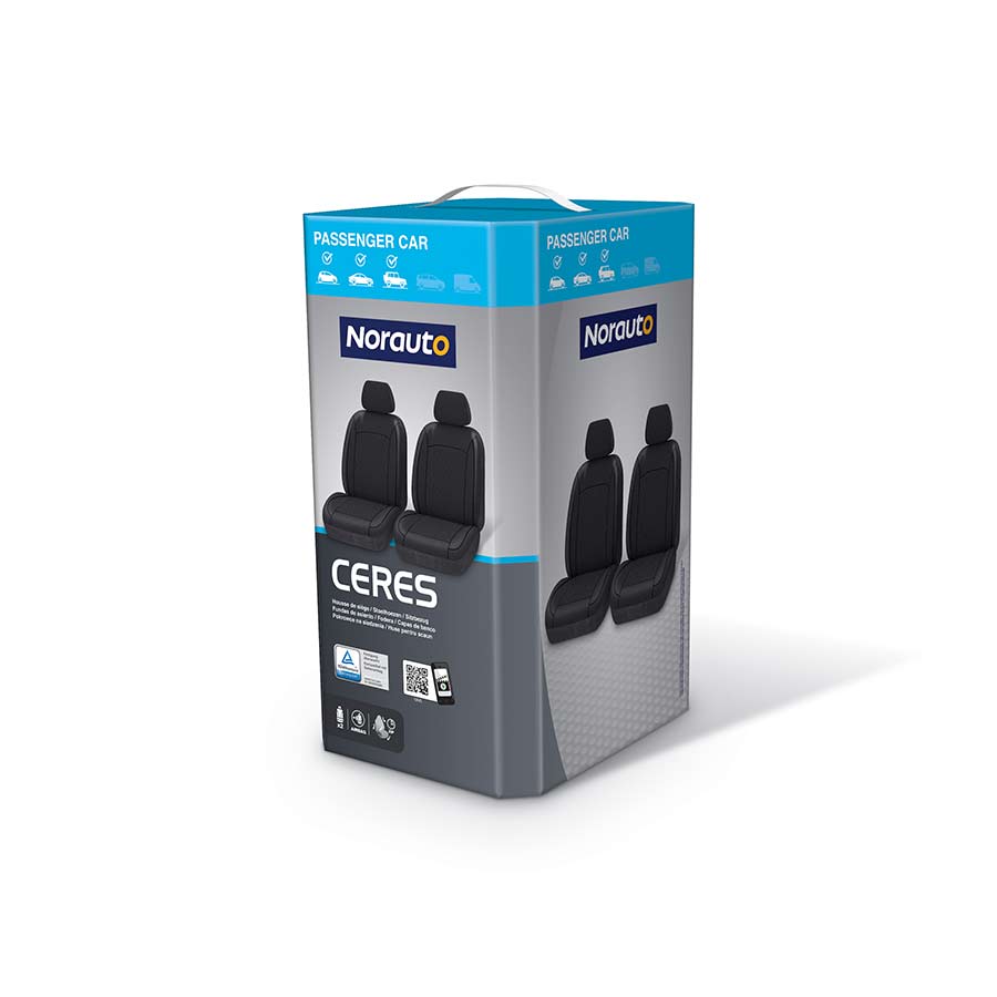 NORAUTO Sitzbezug für 2 Vordersitze, Design CERES, schwarz - ATU