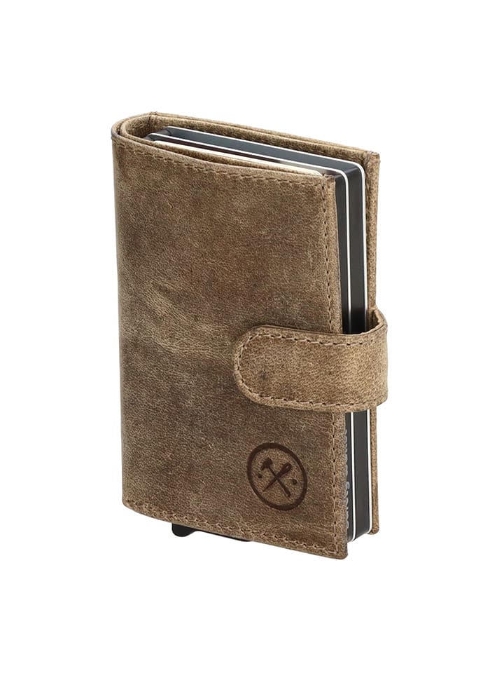 HIDE & STITCHES Leder-Geldbörse in Beige - (B)8 x (H)10 x (T)2 cm günstig kaufen onesize