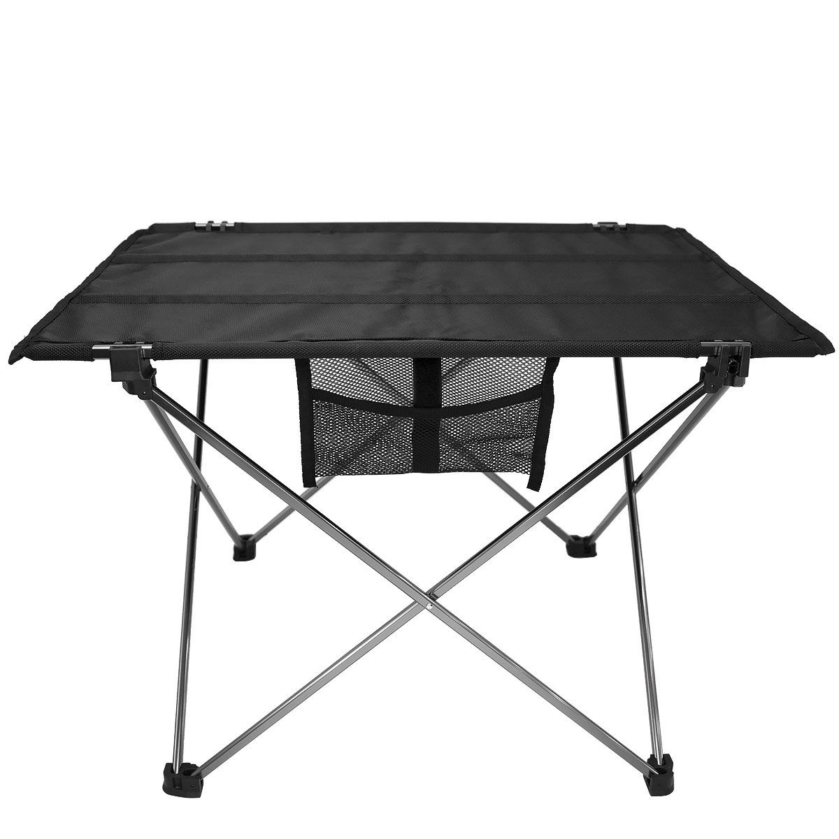 MidGard Klapptisch leichter Falttisch aus Aluminium-Gestänge und Polyesterbezug Schwarz