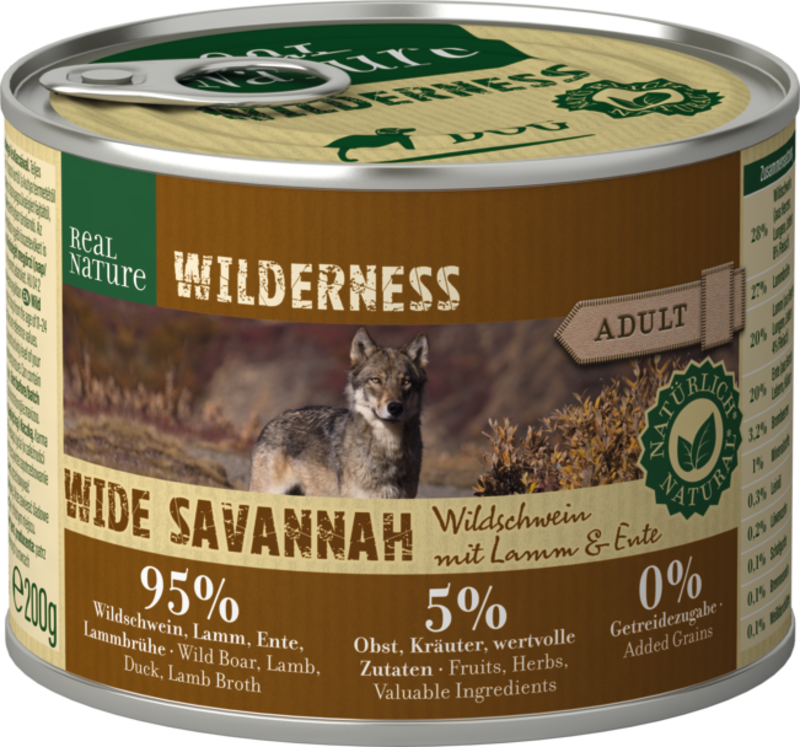 REAL NATURE Hundenassfutter REAL NATURE WILDERNESS Adult Deep Forest Wildschwein mit Hirsch 24x200 g