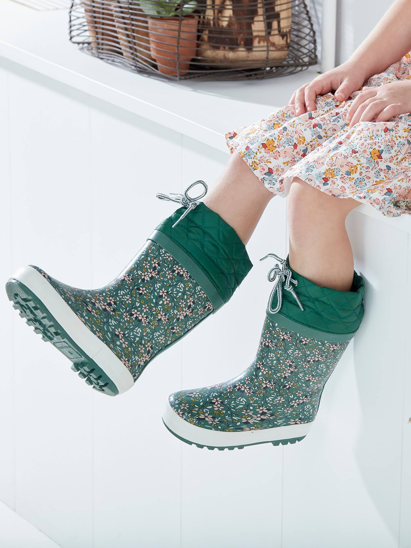 Vertbaudet Mädchen Gummistiefel, Profilsohle - grün