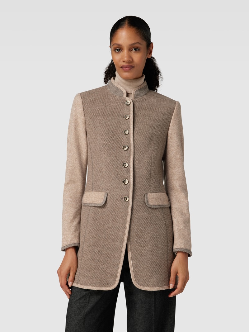Longblazer mit Pattentaschen in taupe