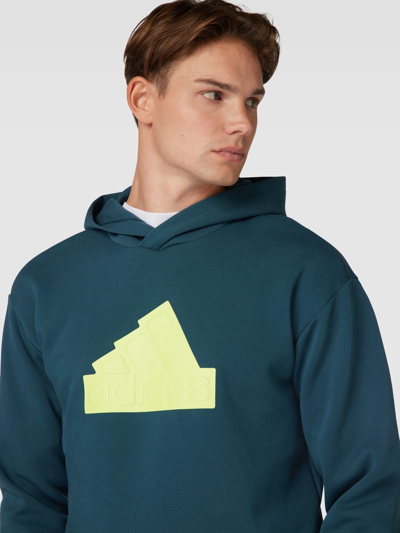 Hoodie mit Logo-Print in petrol