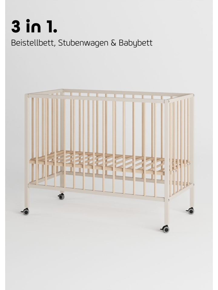 Sämann Beistellbett mit Rollen und Umbauseite - sahara dust/natur - Dreamy 4 in 1 Bett günstig kaufen 60x120 cm