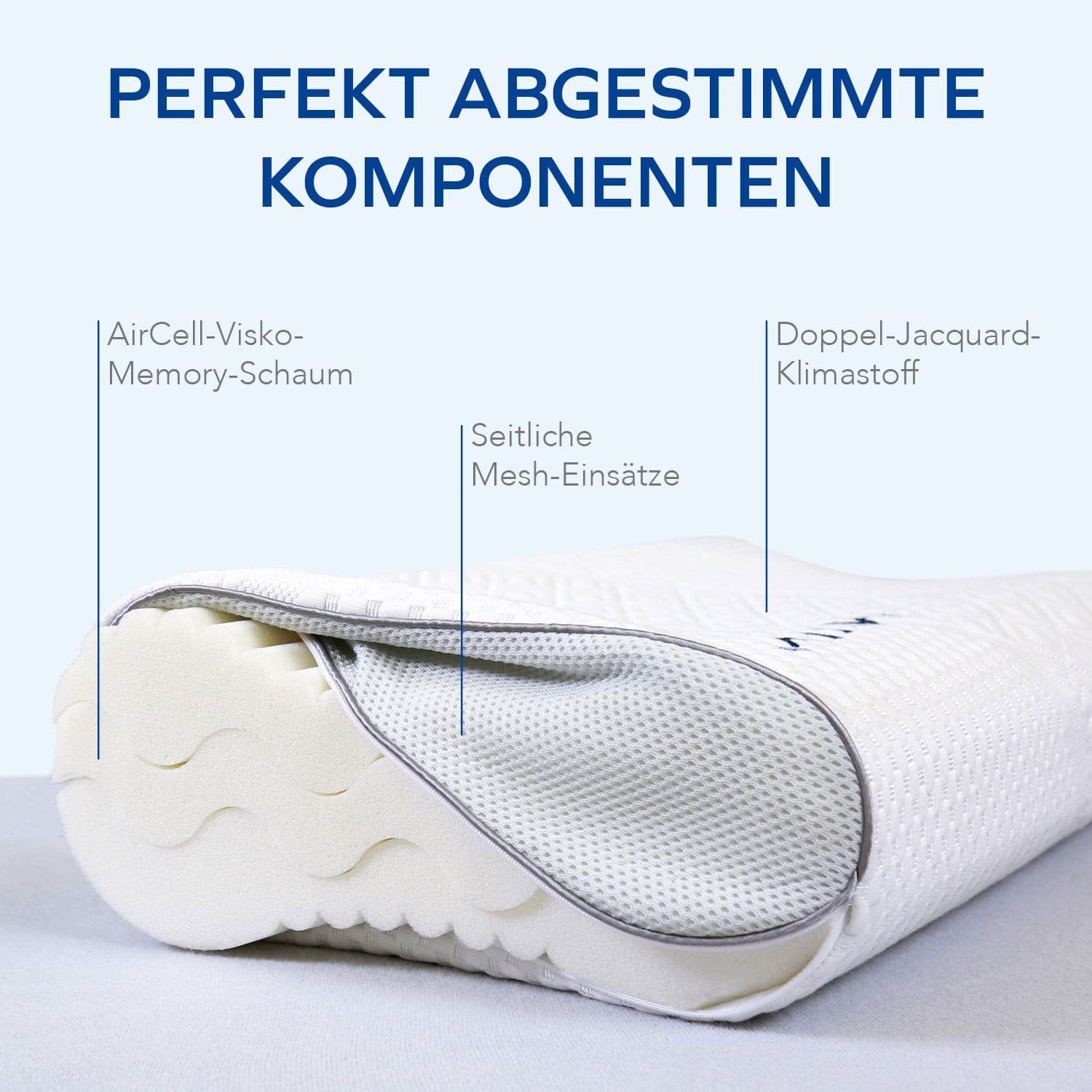 Nackenstützkissen Air Wave, MLILY, Füllung: Memory-Foam-Kern, Rückenschläfer, Seitenschläfer, Bauchschläfer