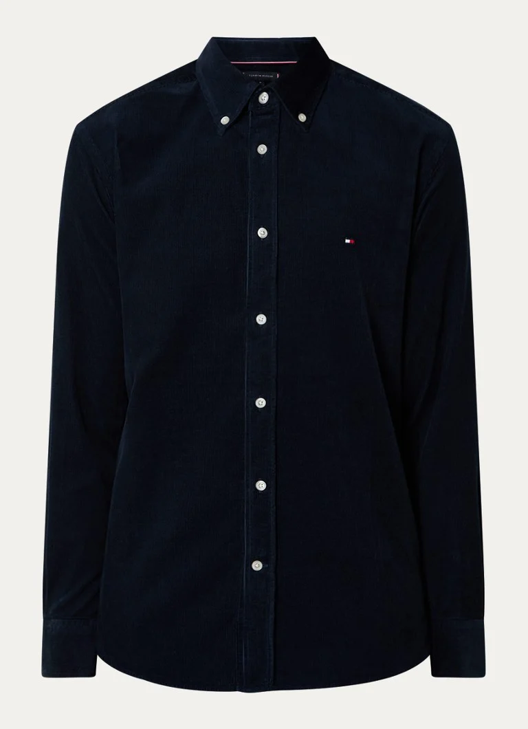 Cămașă Tommy Hilfiger Classic Fit din catifea reiată cu logo