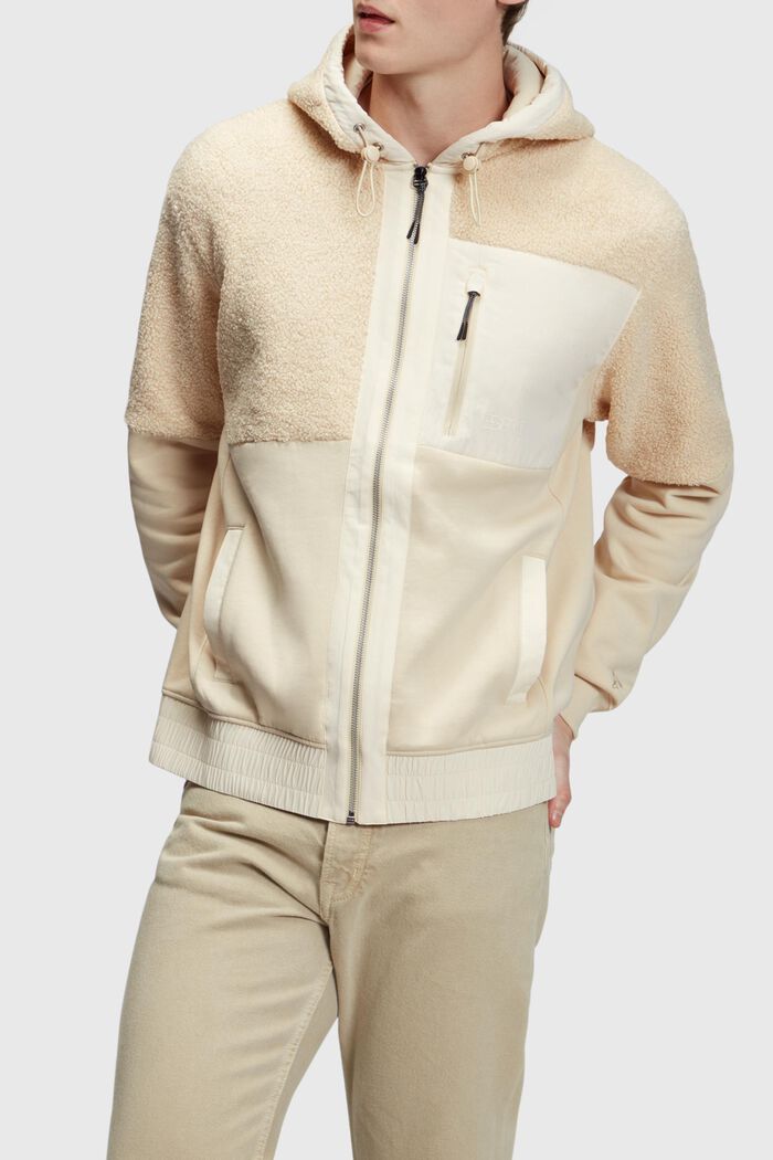 Zip-Hoodie aus Materialmix