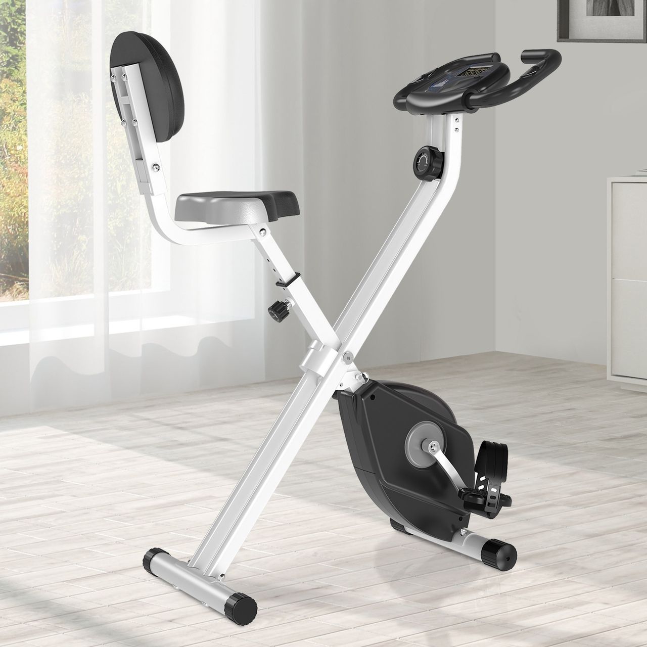 HOMCOM Heimtrainer F-Bike Fahrradtrainer mit 8 stufig Magnetwiderstand Schwarz