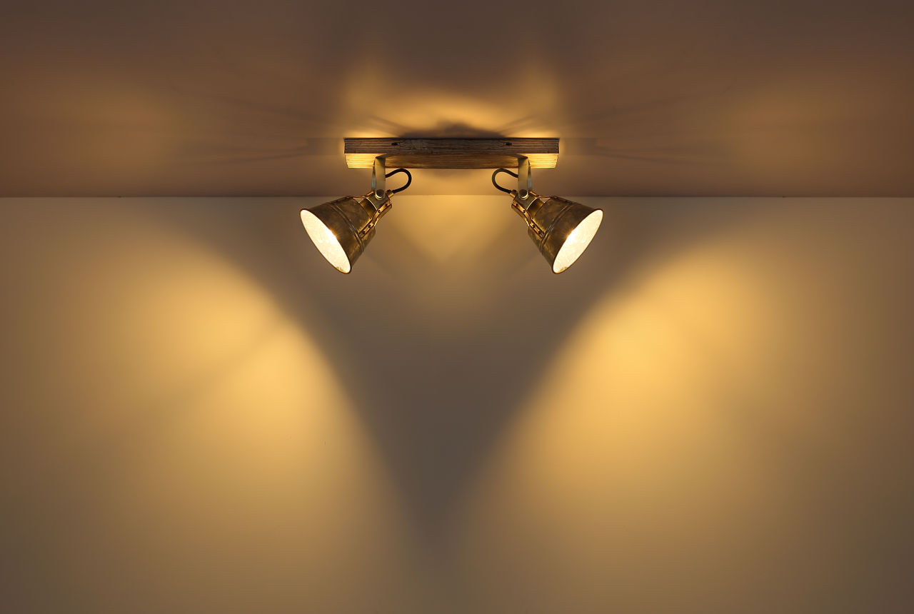 Globo Lighting - GÜNTHER I - Strahler Holz weiß, 2x E27