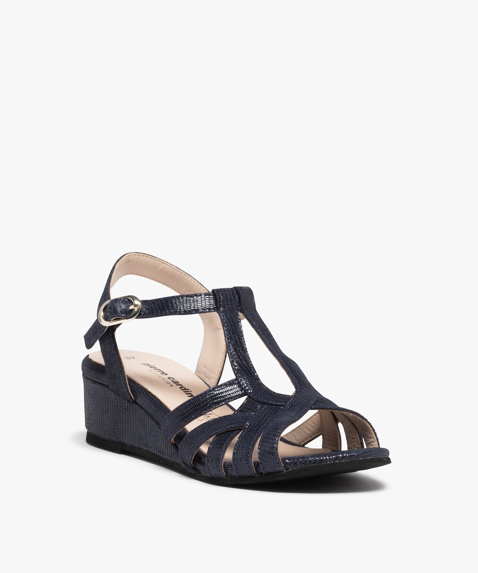 Sandales femme à fines brides en cuir – Pierre Cardin marine | GEMO
