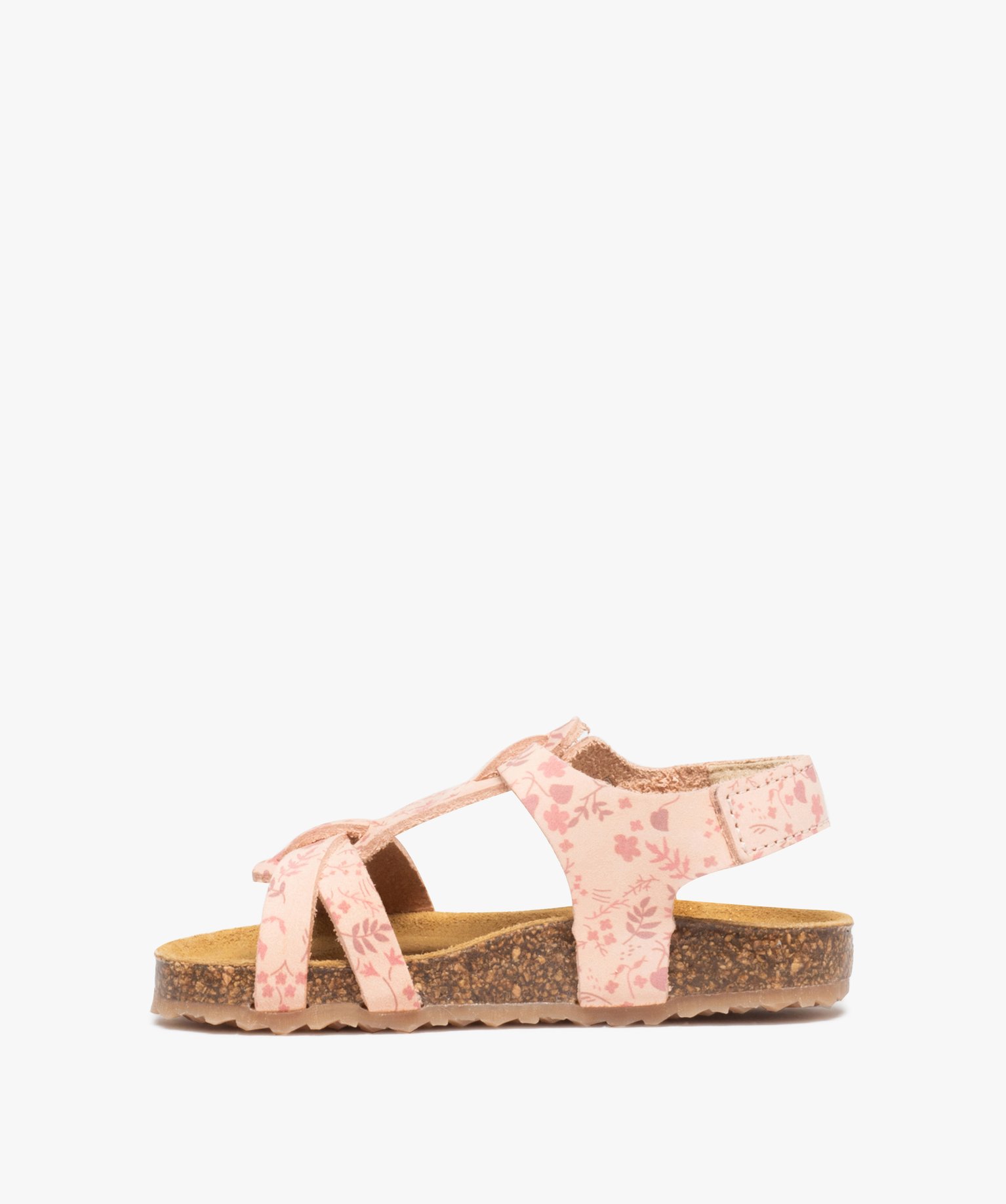 Sandales bébé fille dessus cuir à motif fleuri - NA! rose | GEMO