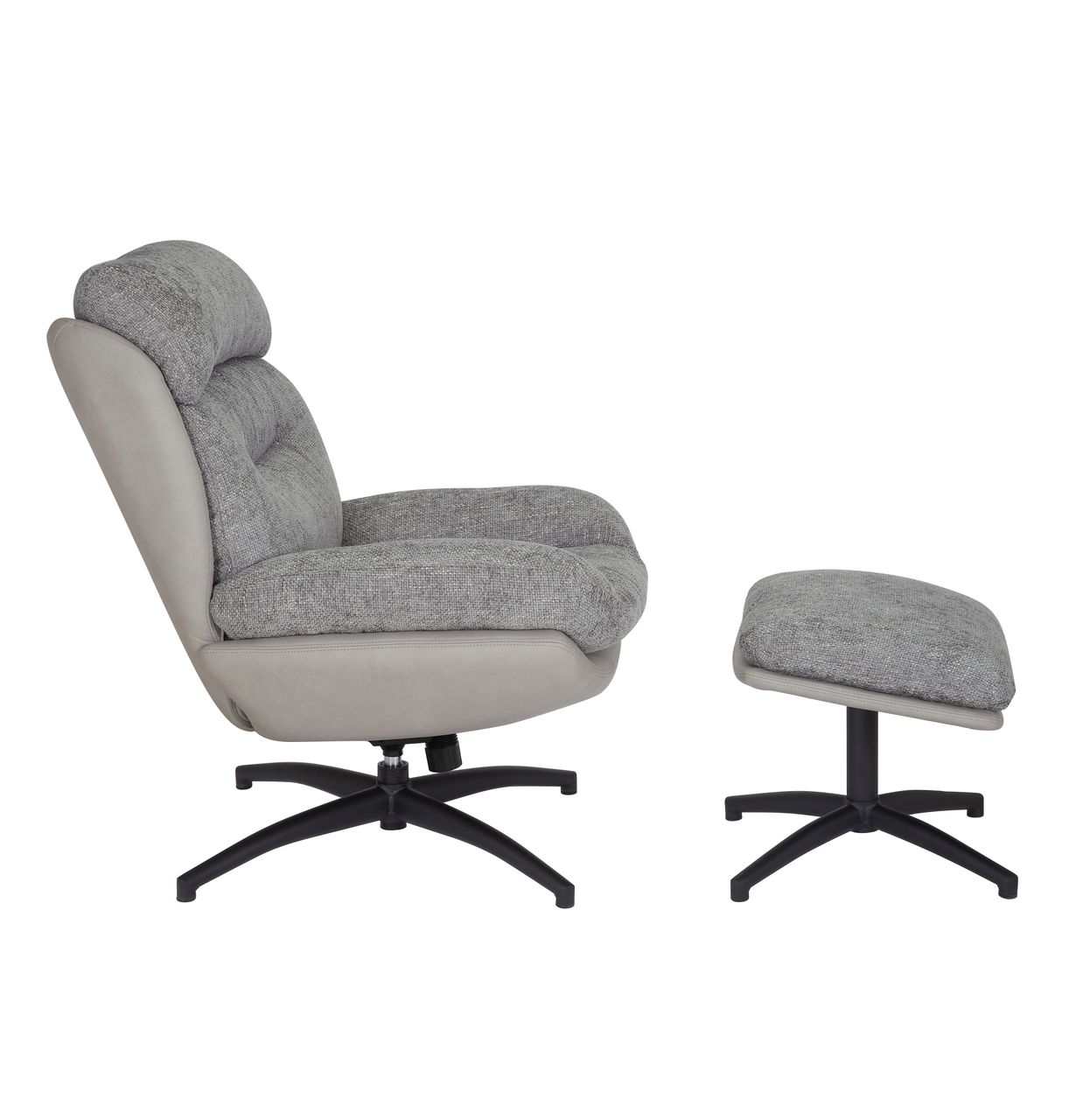 Better Home gepolsterter Drehsessel Relaxsessel mit Hocker, hellgrau