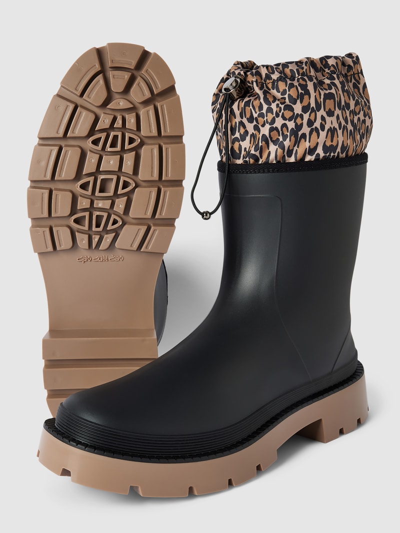 Gummistiefel mit Animal Print in schwarz
