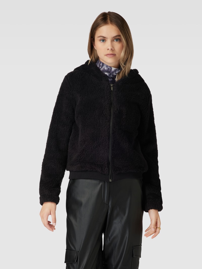 Sweatjacke aus Teddyfell in schwarz