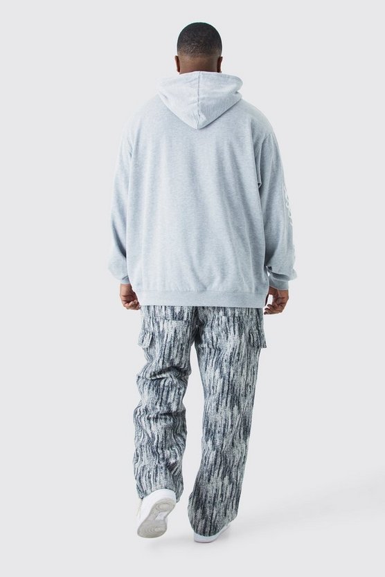 Plus Oversize Hoodie mit Flammen-Print