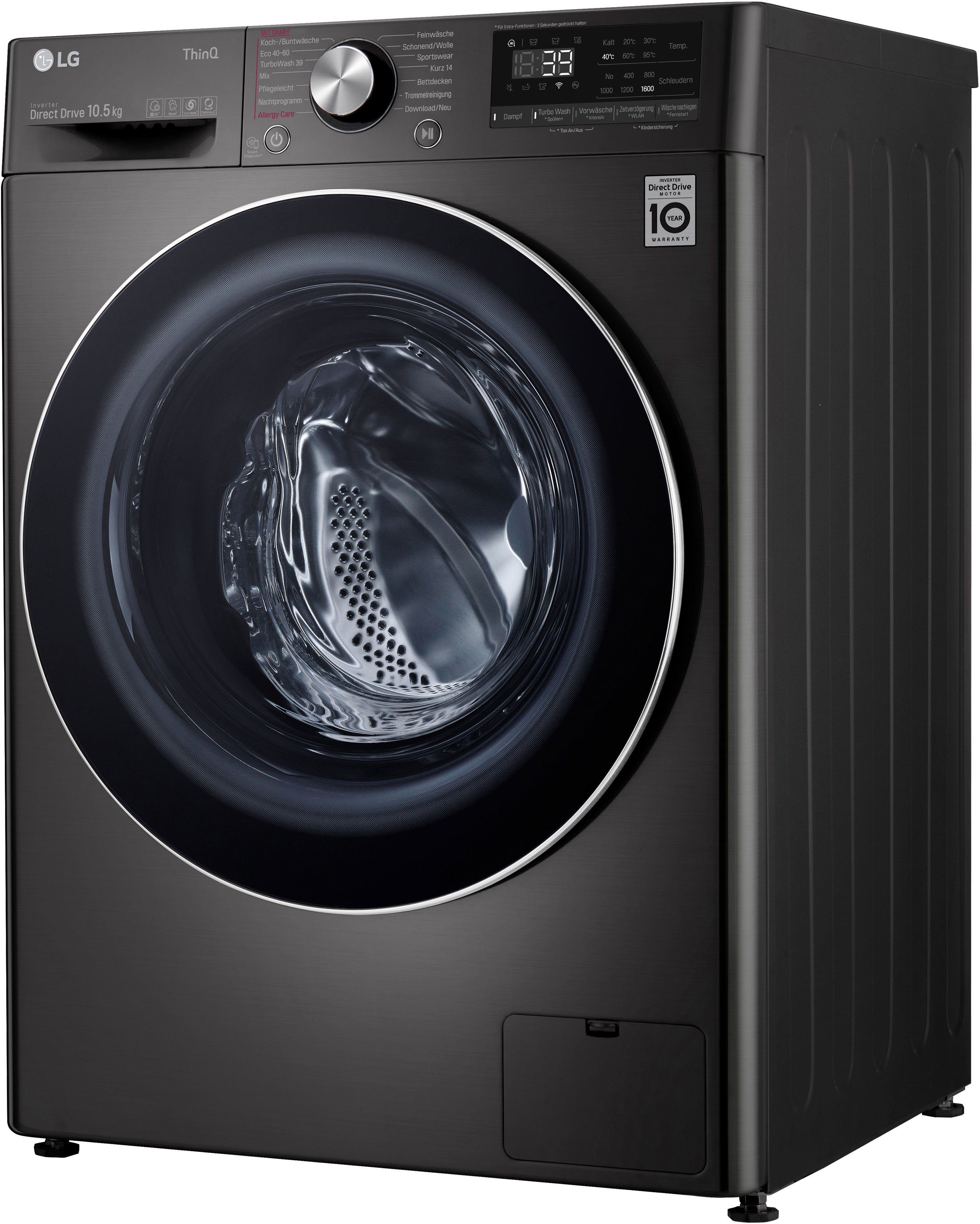 LG Waschmaschine F6WV710P2S, 10,5 kg, 1600 U/min, TurboWash® - Waschen in nur 39 Minuten