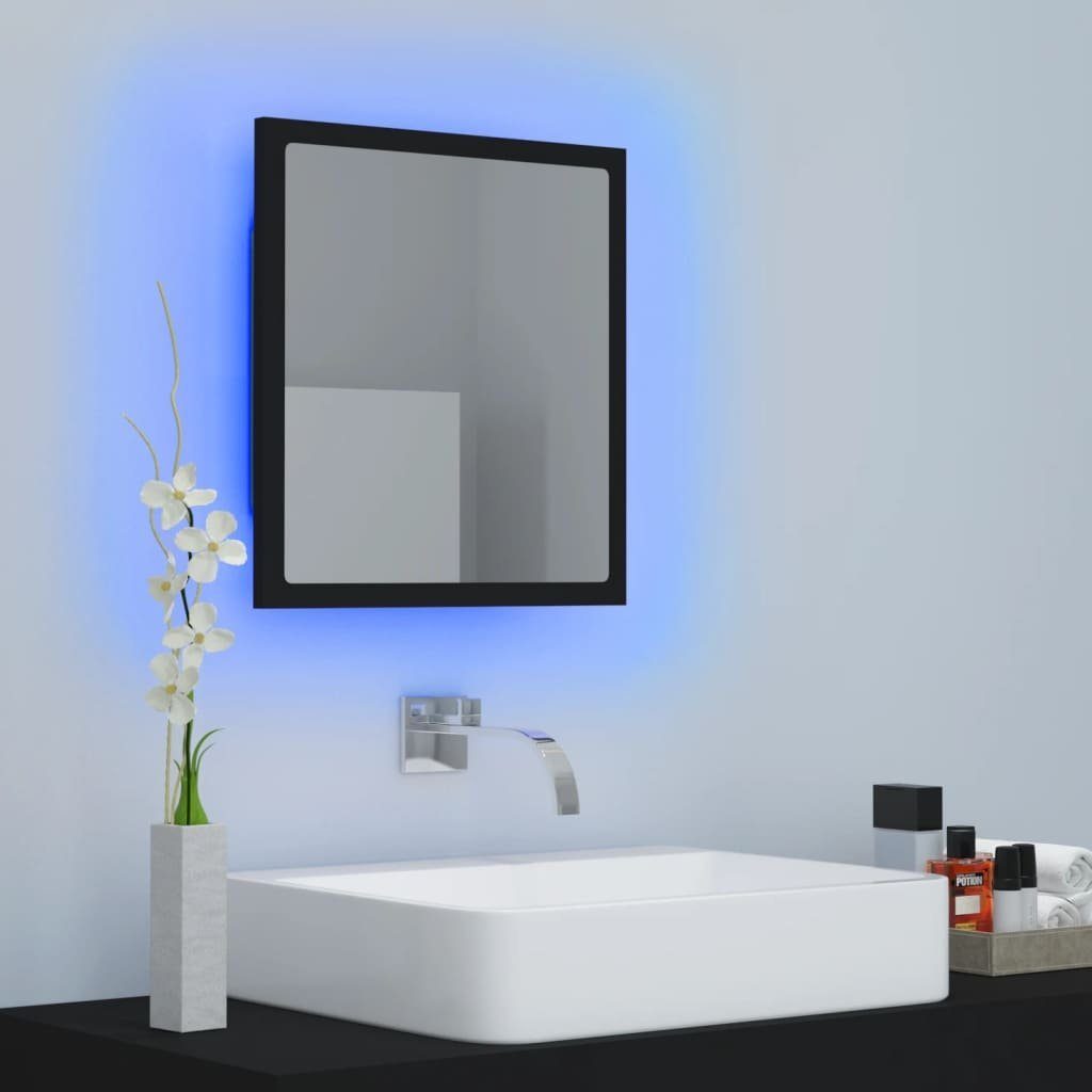 vidaXL Badezimmerspiegelschrank LED-Badspiegel Schwarz 40x8,5x37 cm Acryl (1-St)