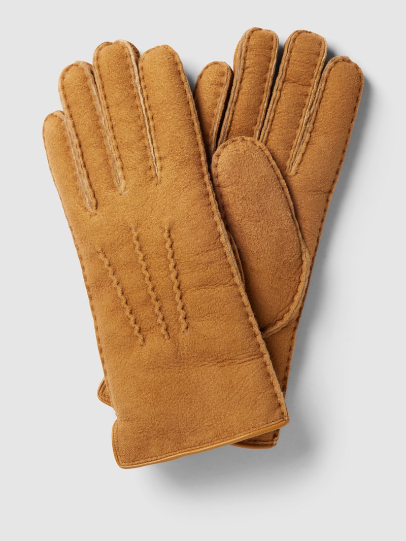 Handschuhe mit Label-Applikation in camel