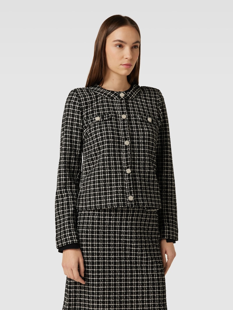 Blazer mit Rundhalsausschnitt und Knopfleiste in black
