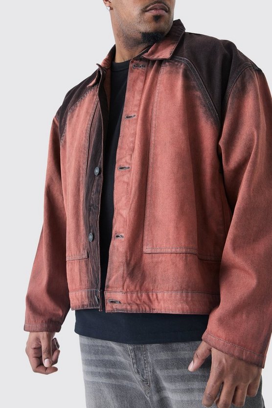 Plus Overdyed Denim Harrington