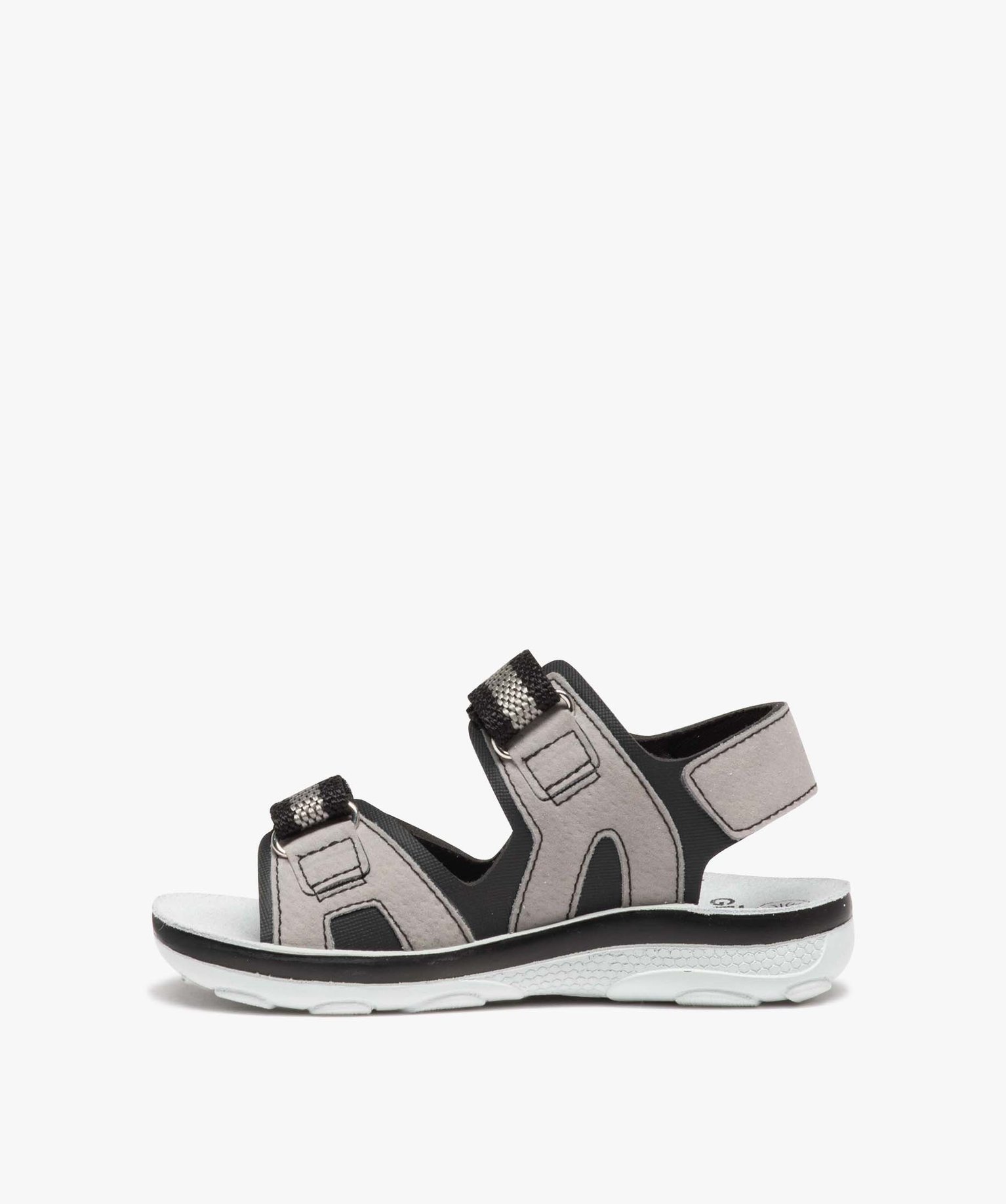Sandales Garçon bicolores avec brides à scratch en tissu noir | GEMO