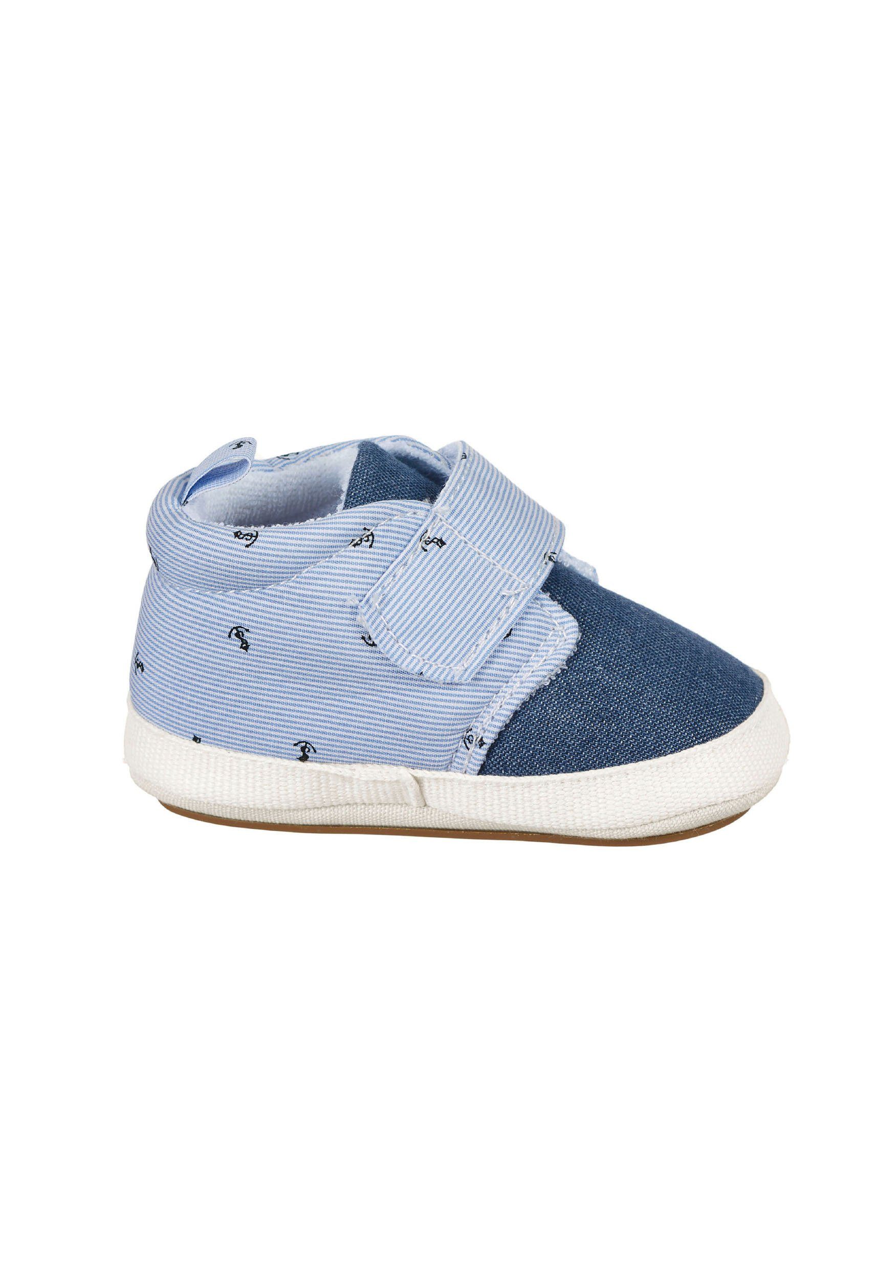 Sterntaler® Baby-Schuh Krabbelschuh (1-tlg) Bequeme Krabbelschuhe - Baby Schuhe Jungs, Babyschuh aus Denim und Baumwollstoff mit Druck - Flexible Schuhe, Maritime Babyschuhe mit Klettverschluss und rutschfester Sohle - Baby Ballerinas Schuhe - Anti-R