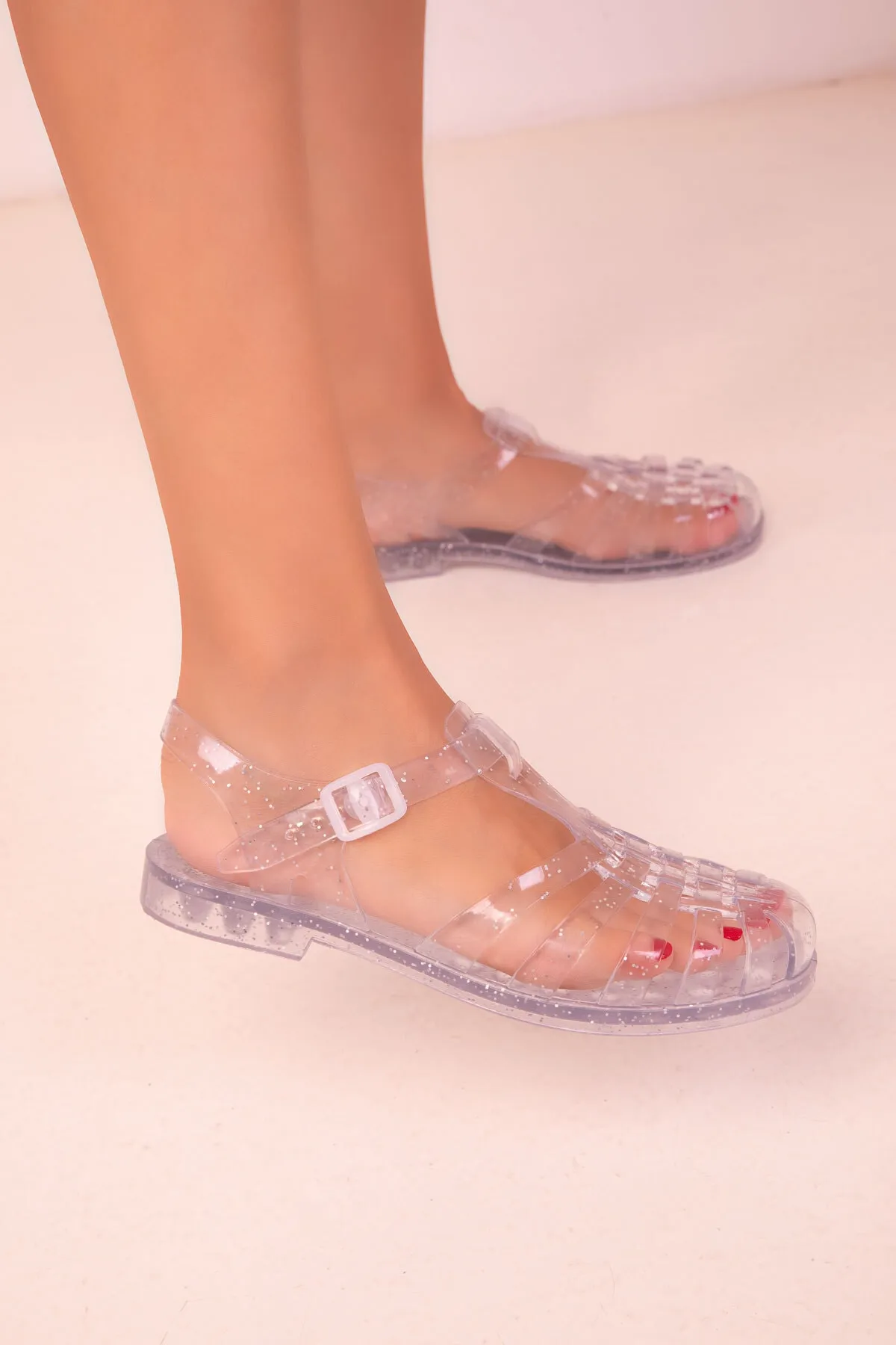 SOHO  Transparente Glitzer-Damensandalen 18234