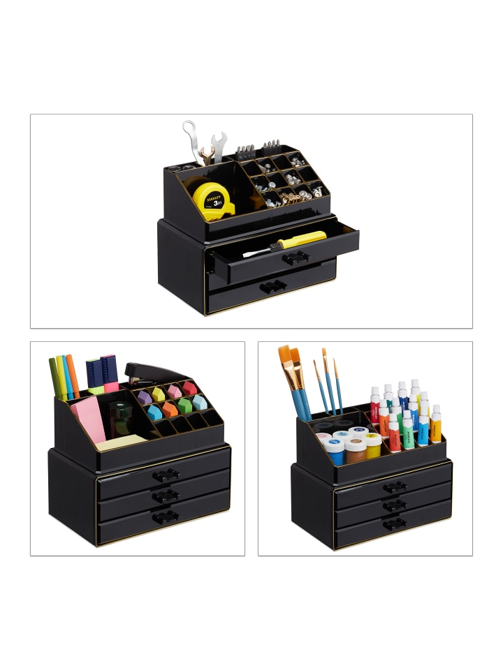 relaxdays Makeup Organizer in Schwarz Gold günstig kaufen onesize