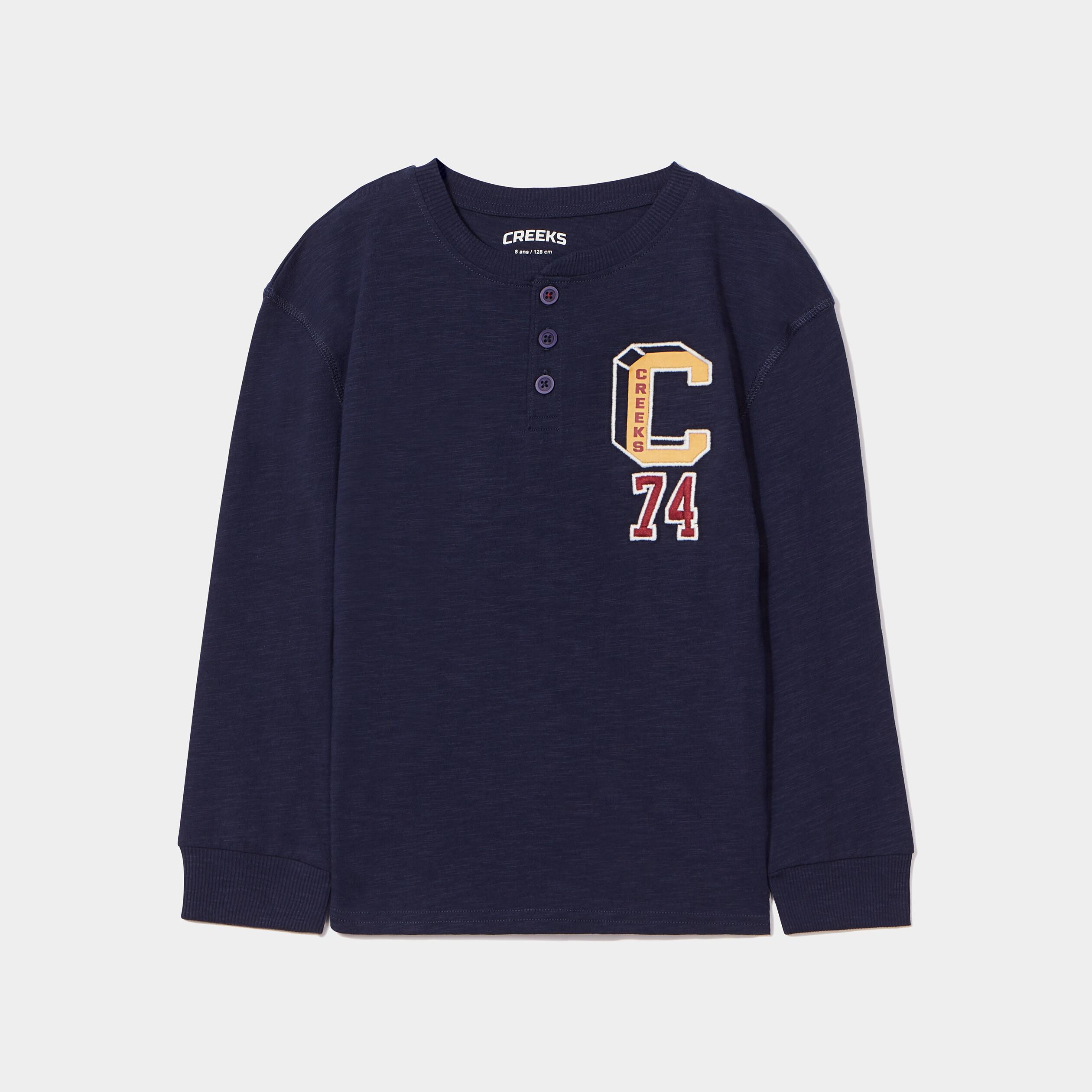 T-shirt manches longues coton Creeks bleu marine garçon | La Halle