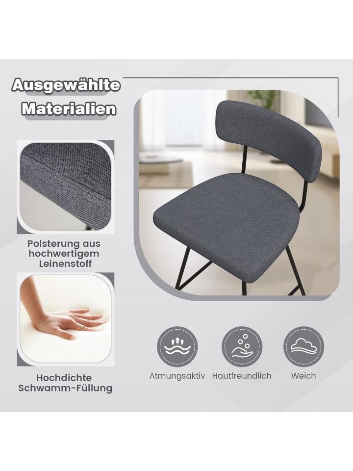 COSTWAY 2er Set Barhocker drehbar 47 x 51 x 90,5 cm in Grau günstig kaufen onesize