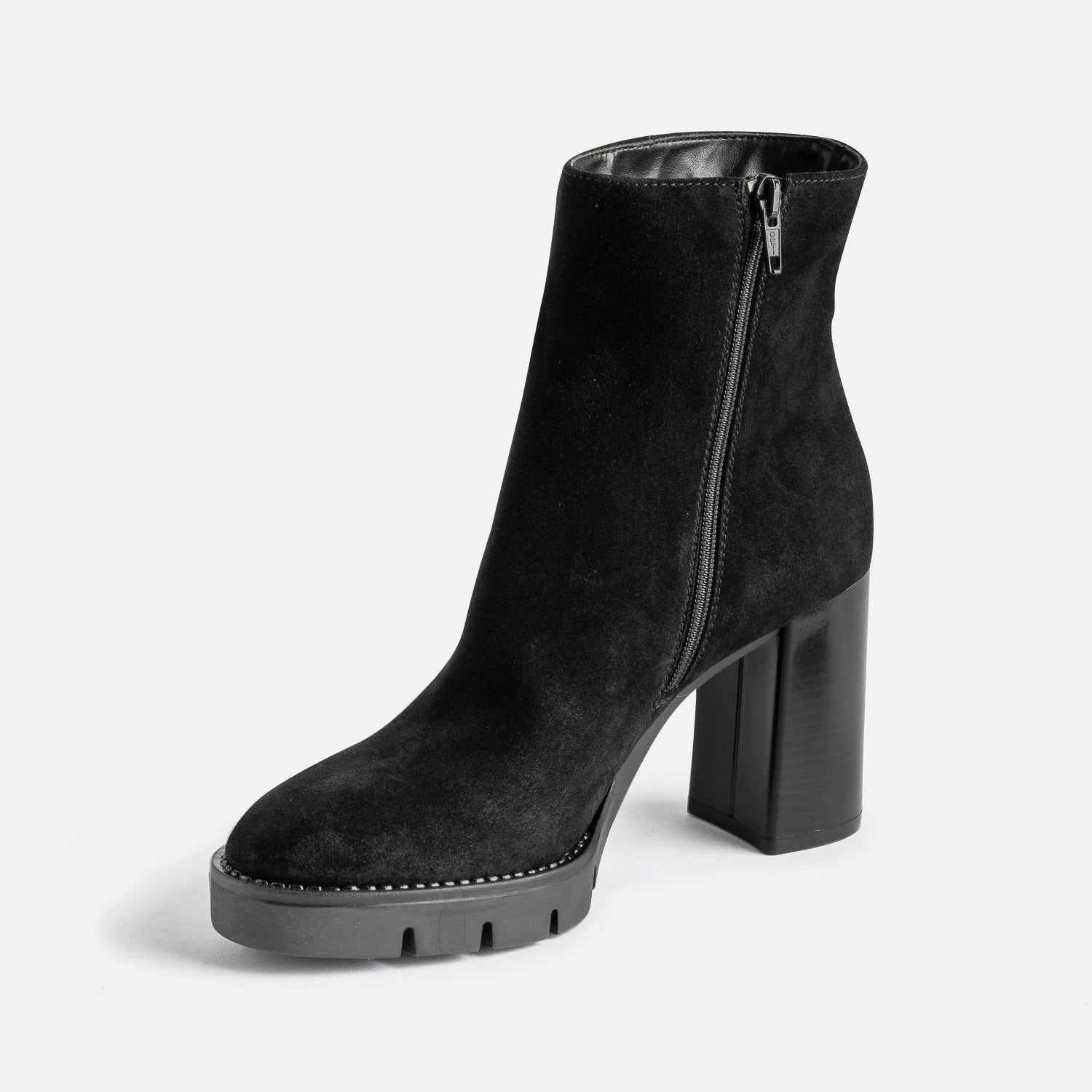 Boots TEXTO en cuir noir à talon