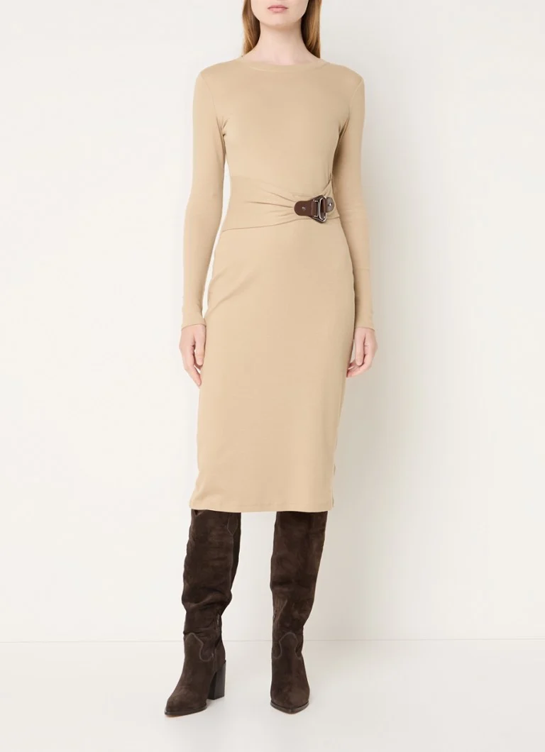 Vestido midi de cuello redondo de Ralph Lauren
