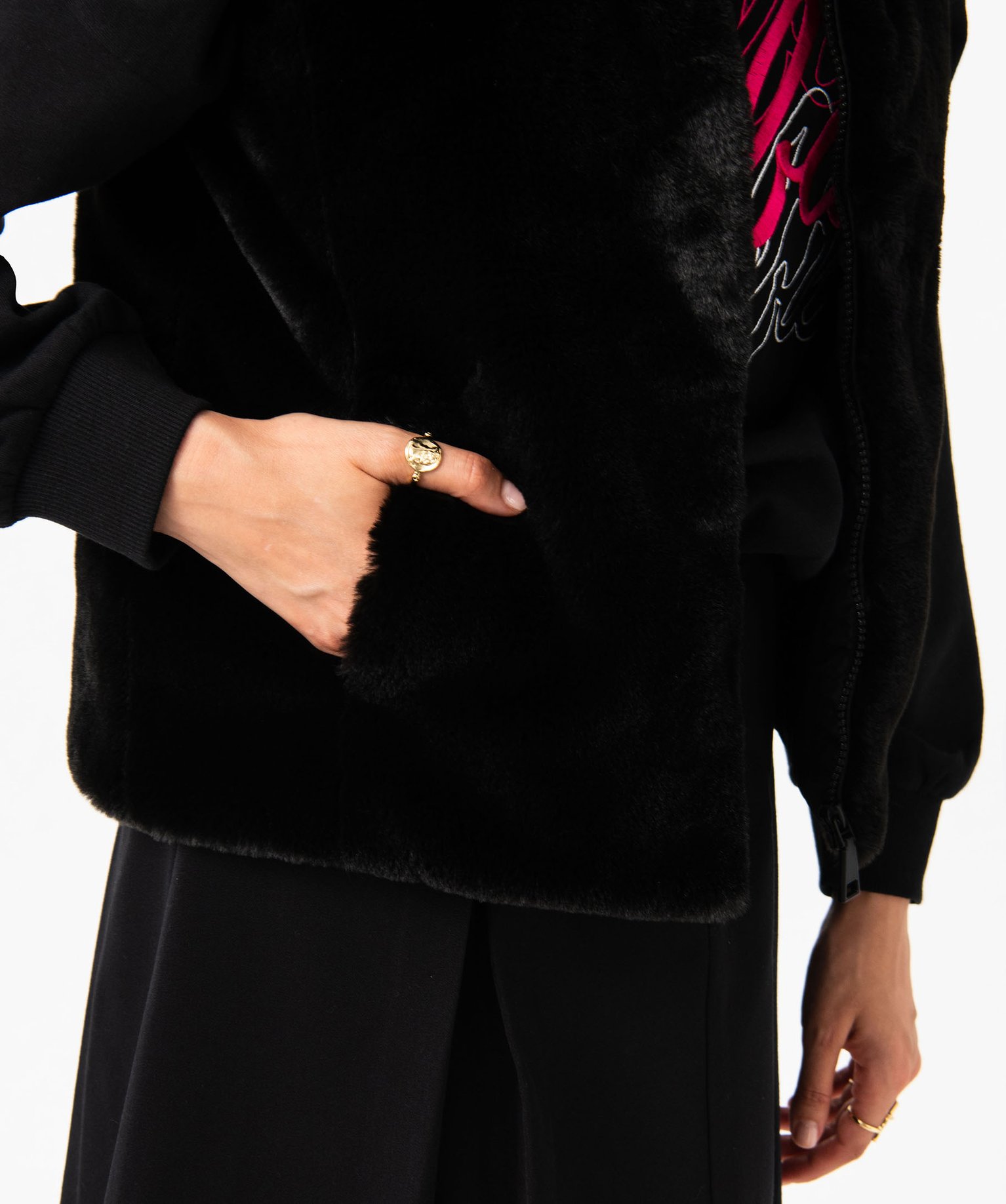 Veste sans manches en fourrure imitation femme noir | GEMO