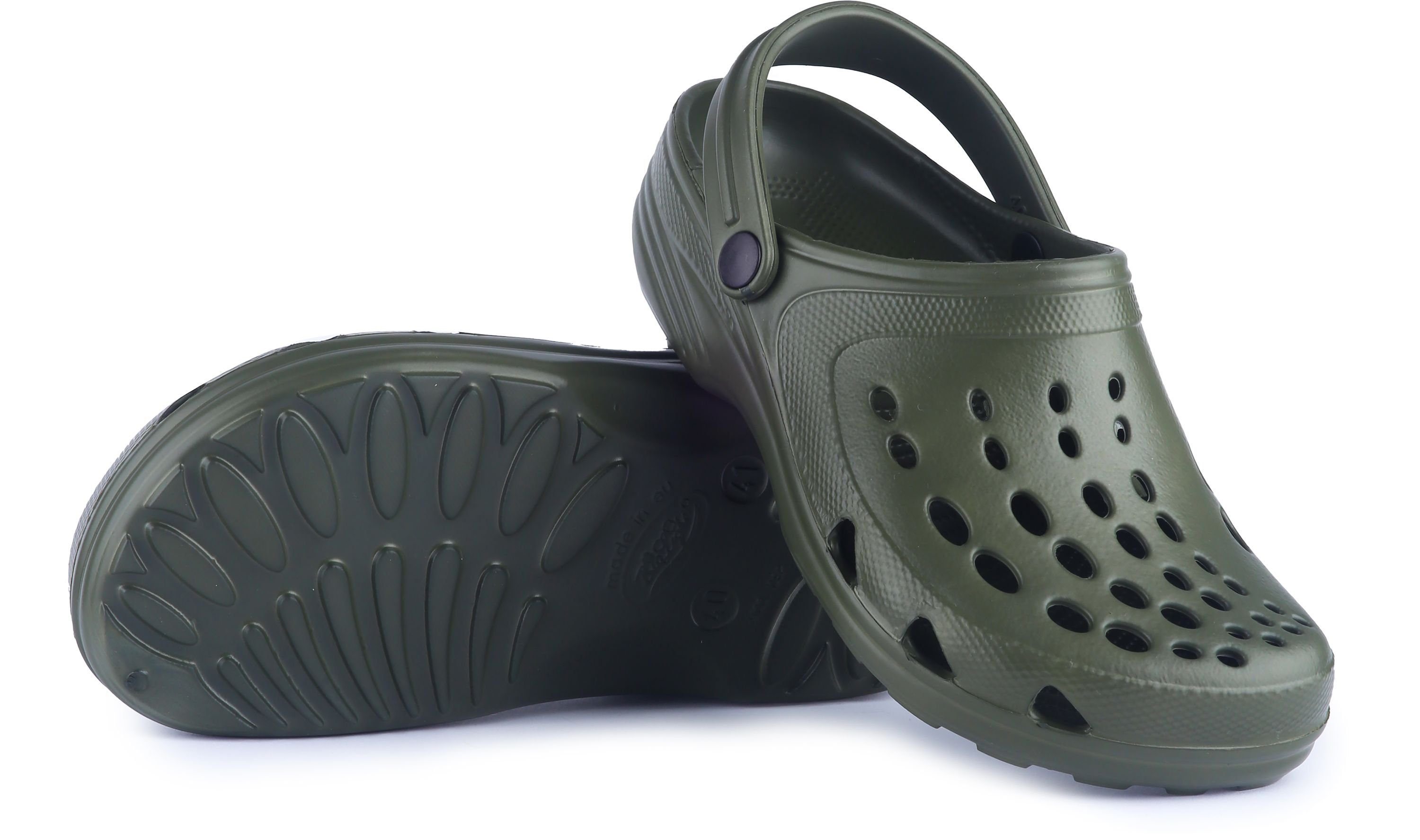 Ladeheid Damen und Herren leichte Eva Clogs mit Fersenriemen Gartenclogs Clog