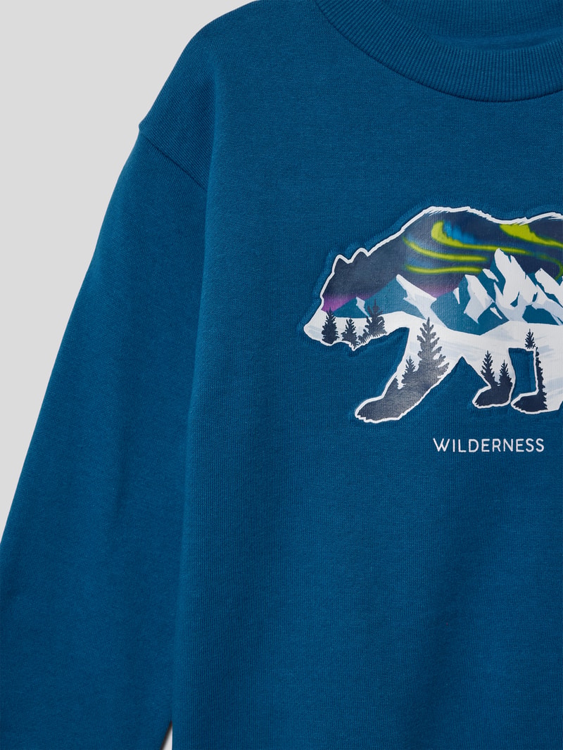 Sweatshirt mit Motiv-Print in petrol