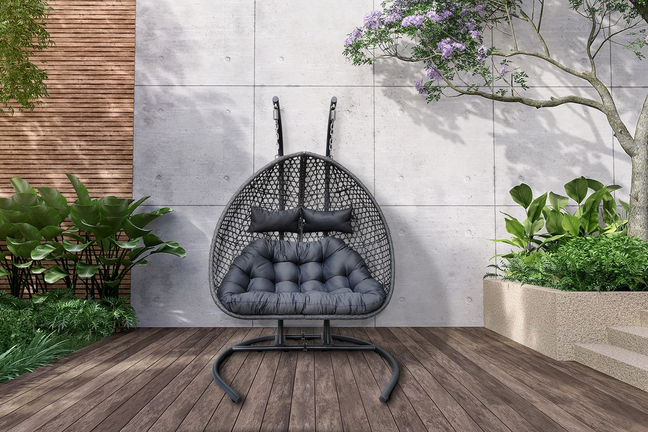 schütte Home & Living XXL-Hängesessel Polyrattan Doppelhängesessel - Grau
